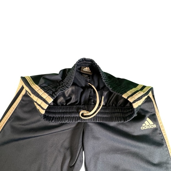 Adidas Youth Medium 10-12 Track Pants Blue White Stripe Logo Athletic Joggers - Picture 3 of 10